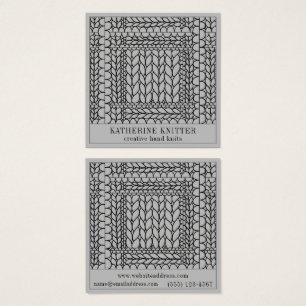 KNIT PURL GRAY Square Business Card