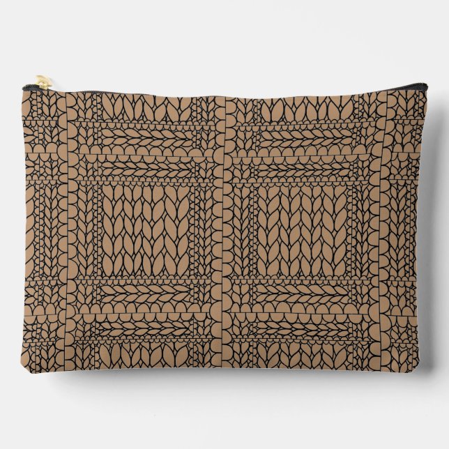KNIT PURL TAN Large Accessory Pouch (Front)