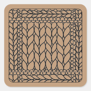 KNIT PURL TAN Small Square Stickers