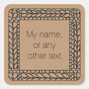 KNIT PURL TAN Small Square Stickers + Text