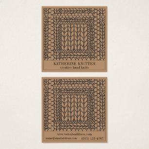 KNIT PURL TAN Square Business Card 