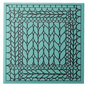 KNIT PURL TEAL Ceramic Tile