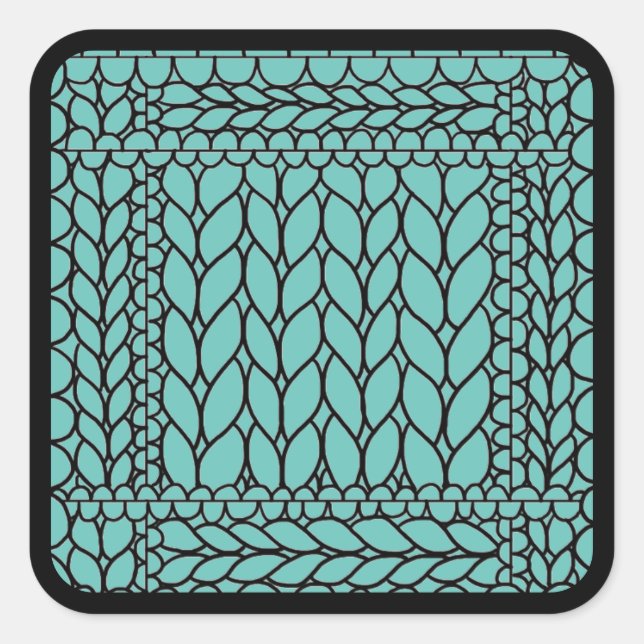 KNIT PURL TEAL Large Square Stickers II  (Front)