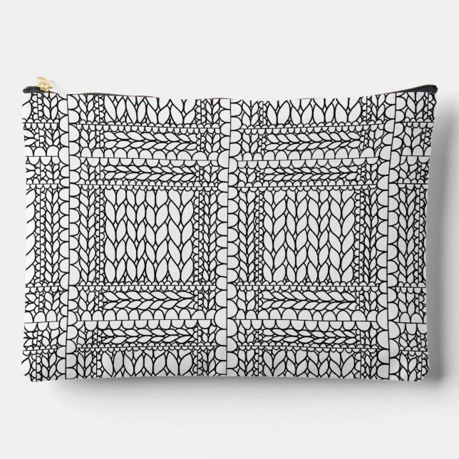KNIT PURL WHITE Large Accessory Pouch (Front)