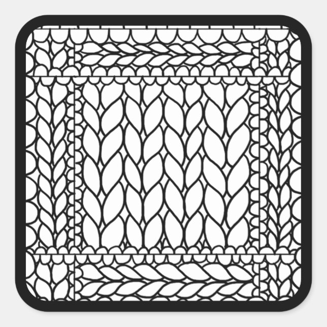 KNIT PURL WHITE Large Square Stickers II (Front)