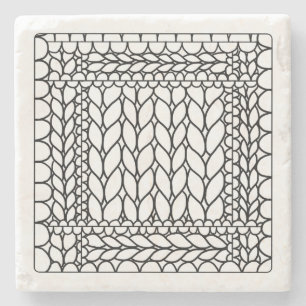 KNIT PURL WHITE Marble Stone Coaster