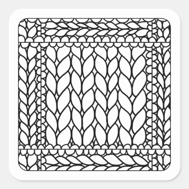 KNIT PURL WHITE Small Square Stickers (Front)