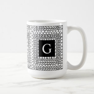 KNIT PURL WHITE Tall White Mug + Initial II