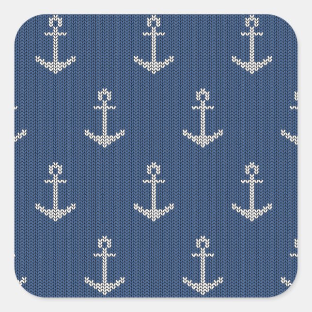 Knit Sea Anchor Square Sticker (Front)