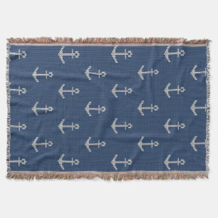 Knit Sea Anchor Throw Blanket