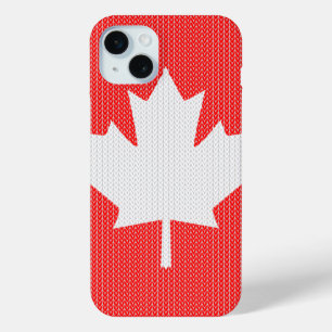 Knit Style Maple Leaf Knitting Motif iPhone 15 Mini Case