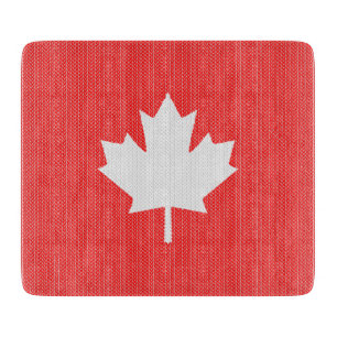 Knit Style Maple Leaf Knitting Motif Cutting Board