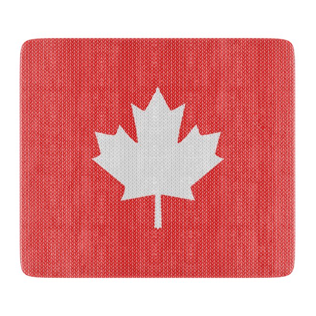 Knit Style Maple Leaf Knitting Motif Cutting Board (Front)