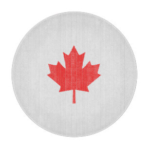 Knit Style Maple Leaf Knitting Motif Cutting Board