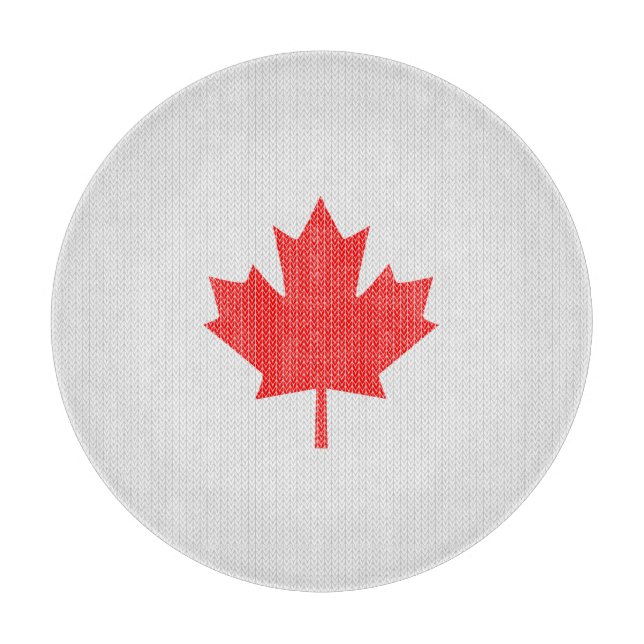 Knit Style Maple Leaf Knitting Motif Cutting Board (Front)