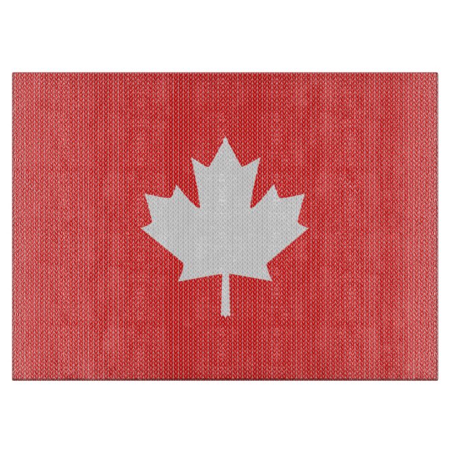 Knit Style Maple Leaf Knitting Motif Cutting Board (Front)