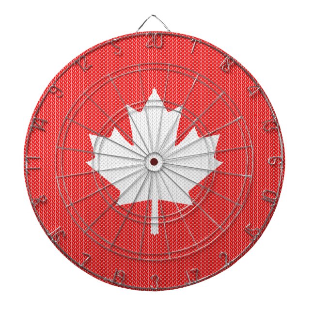 Knit Style Maple Leaf Knitting Motif Dartboard (Front)