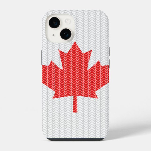 Knit Style Maple Leaf Knitting Motif iPhone Case (Back)