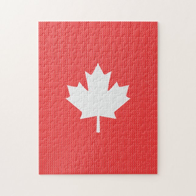 Knit Style Maple Leaf Knitting Motif Jigsaw Puzzle (Vertical)