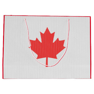 Knit Style Maple Leaf Knitting Motif Large Gift Bag