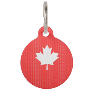 Knit Style Maple Leaf Knitting Motif Pet Tag