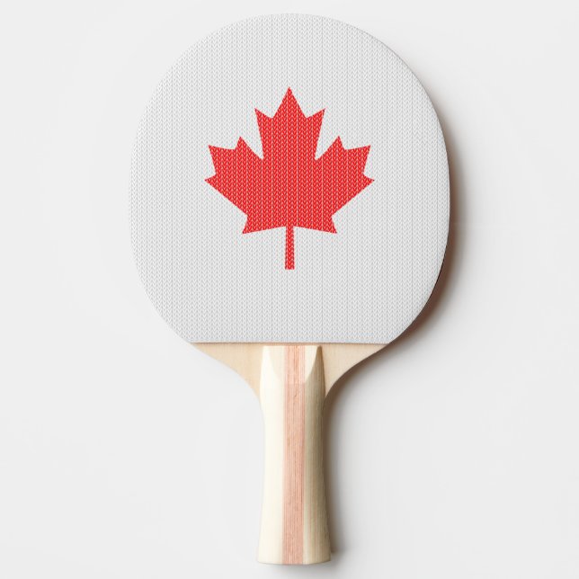 Knit Style Maple Leaf Knitting Motif Ping Pong Paddle (Front)