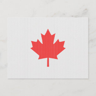 Knit Style Maple Leaf Knitting Motif Postcard
