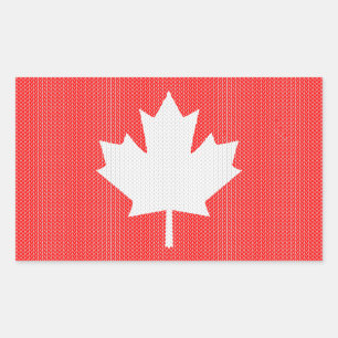 Knit Style Maple Leaf Knitting Motif Rectangular Sticker
