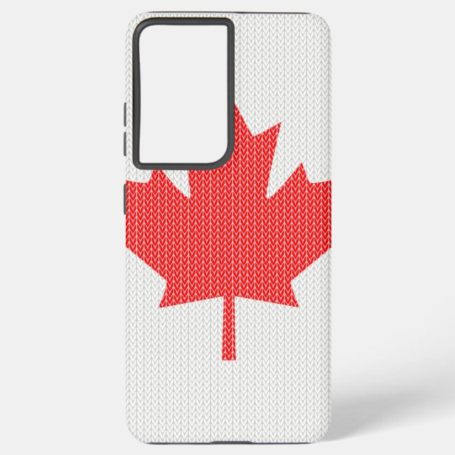 Knit Style Maple Leaf Knitting Motif Samsung Galaxy S21 Ultra Case (Back)