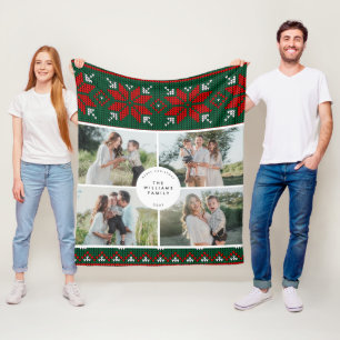 Knit Sweater Pattern Family Photo Fleece Blanket