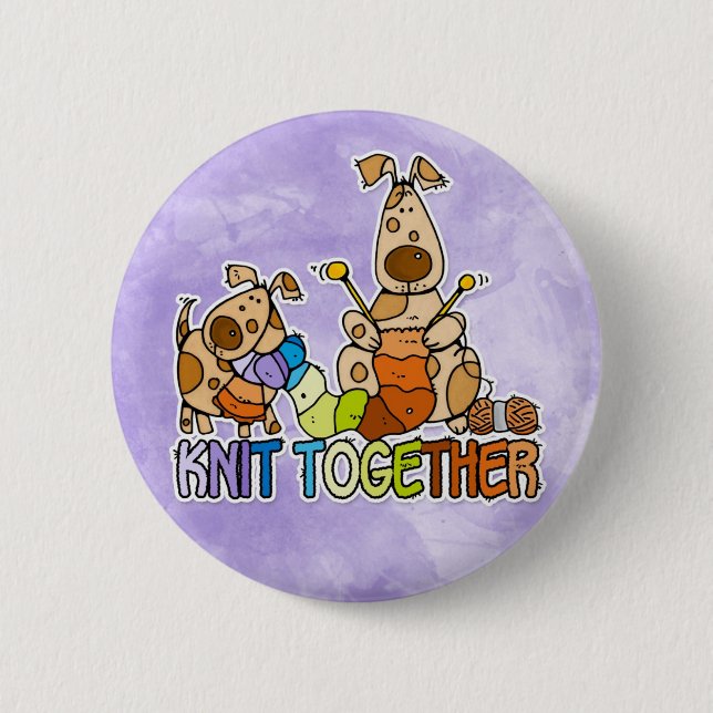knit together 6 cm round badge (Front)