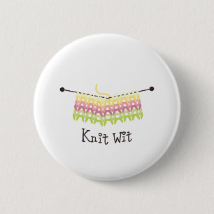 Knit wit 6 cm round badge