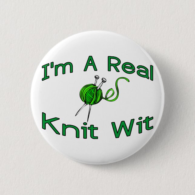 Knit Wit 6 Cm Round Badge (Front)