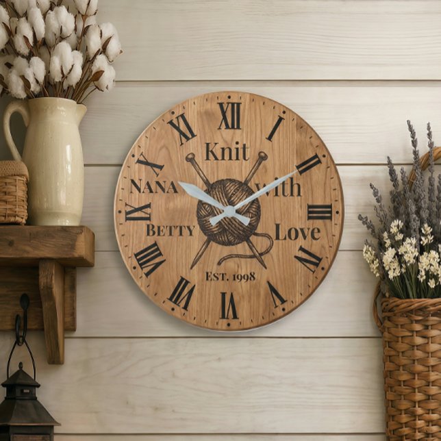 Knit with Love Wall Clock | Custom Name & Year  (Creator Uploaded)