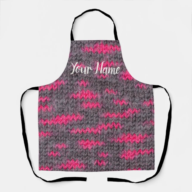 Knit wool structure with pink and grey colours apron (Front)