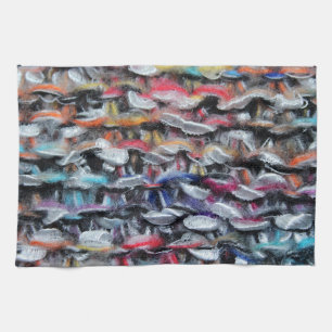 Knit wool yarn colourful tea towel