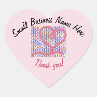 Knit Yarn Heart Thank You Small Business Sticker