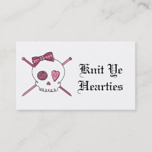 Knit Ye Hearties (Pink) Business Card