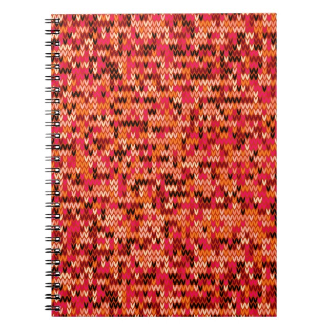 Knitted abstract Scandinavian pattern in red shade Notebook (Front)