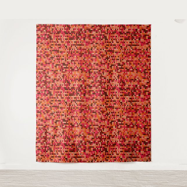 Knitted abstract Scandinavian pattern in red shade Tapestry (Front)