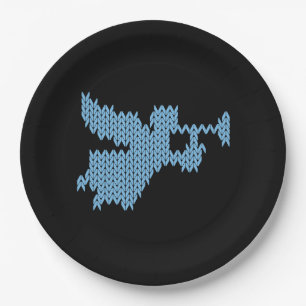 Knitted Angel Ugly Christmas Sweater Knitting Blue Paper Plate