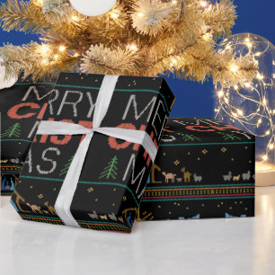 Knitted Christian Merry Christmas Christian Wrapping Paper