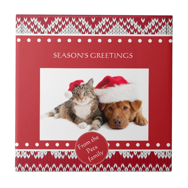 Knitted Christmas Ceramic Tile (Front)