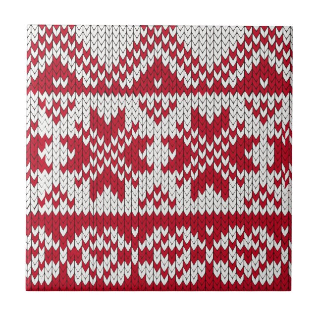 Knitted  Christmas Ceramic Tile (Front)