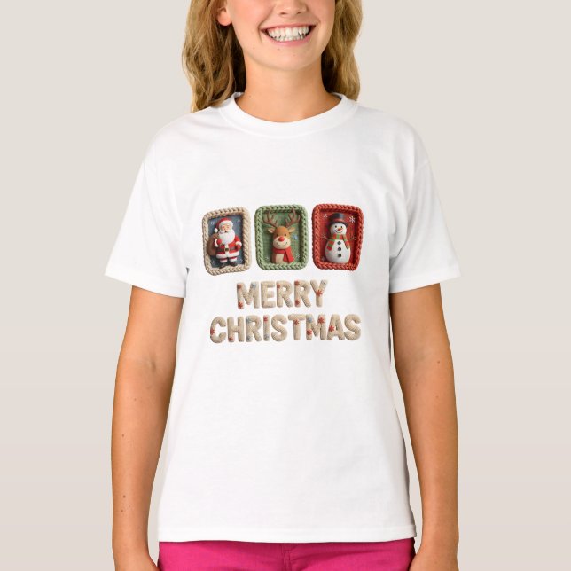 Knitted Christmas Characters T-Shirt (Front)