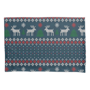 Knitted Christmas Deer Pine Tree Decorative Pillowcase
