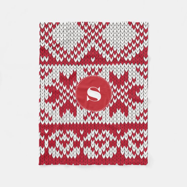 Knitted  Christmas Fleece Blanket (Front)