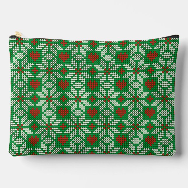 Knitted Christmas pattern Accessory Pouch (Front)