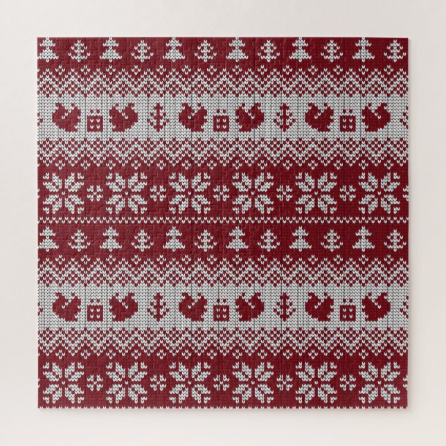 Knitted, Christmas, squirrels, vintage pattern. Jigsaw Puzzle (Vertical)