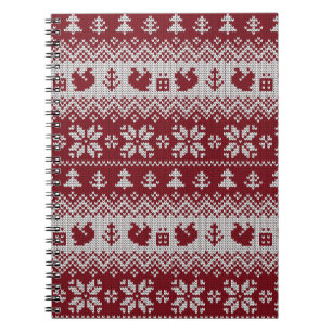 Knitted, Christmas, squirrels, vintage pattern. Notebook